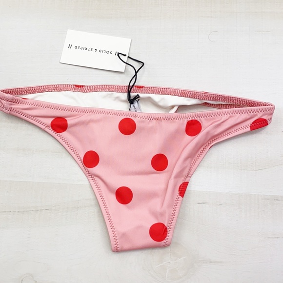 SOLID & STRIPED The RACHEL Bottom Pink Red Dot NWT - Picture 3 of 14